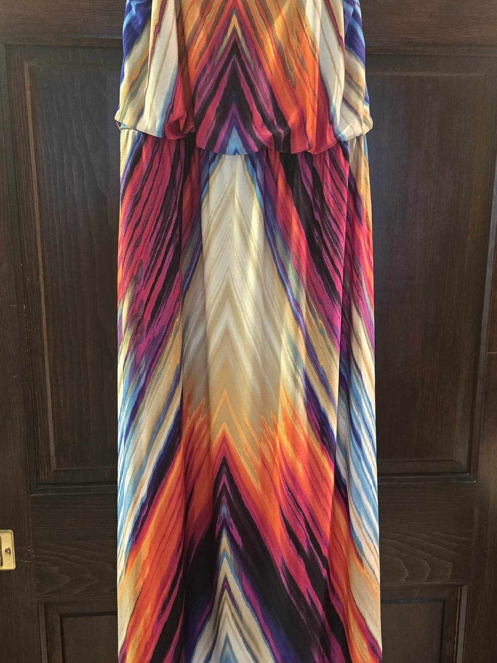 VENUS Multicolor Chevron Maxi Dress in Orange, Pink & Blue